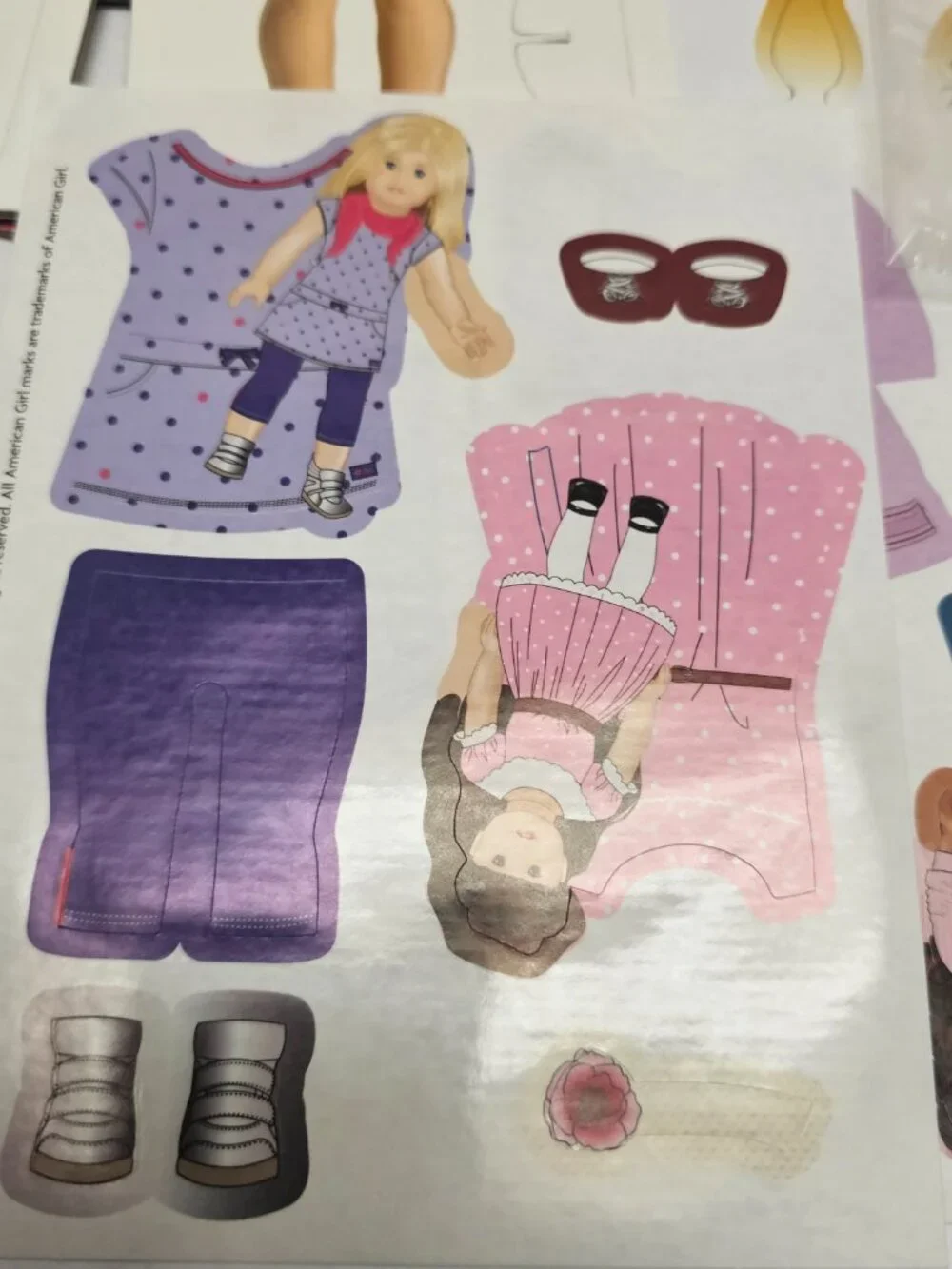 American Girl Fashion Show Stage Paper Dolls Play Set Outfits Fold Out Cardboard